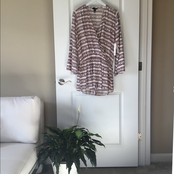 Aqua Printed Long Sleeve Romper / Size L - Picture 2 of 4